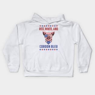 Funny 4th of July Pig: Red, White, and Cordon Blue Kids Hoodie